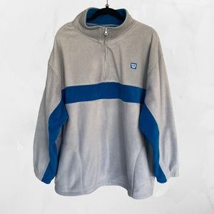 Wilson Mens Grey & Blue Fleece Quarter Zip Sweatshirt - XXL